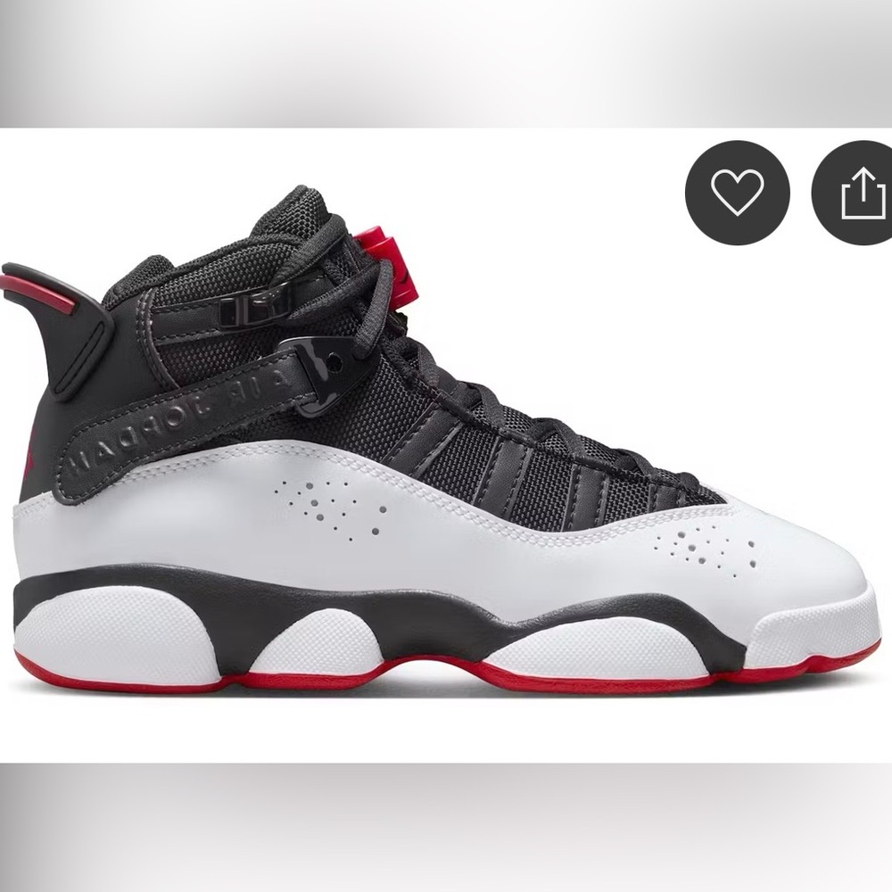 Jordan Nike 6 rings Kids Sneakers Black White Red